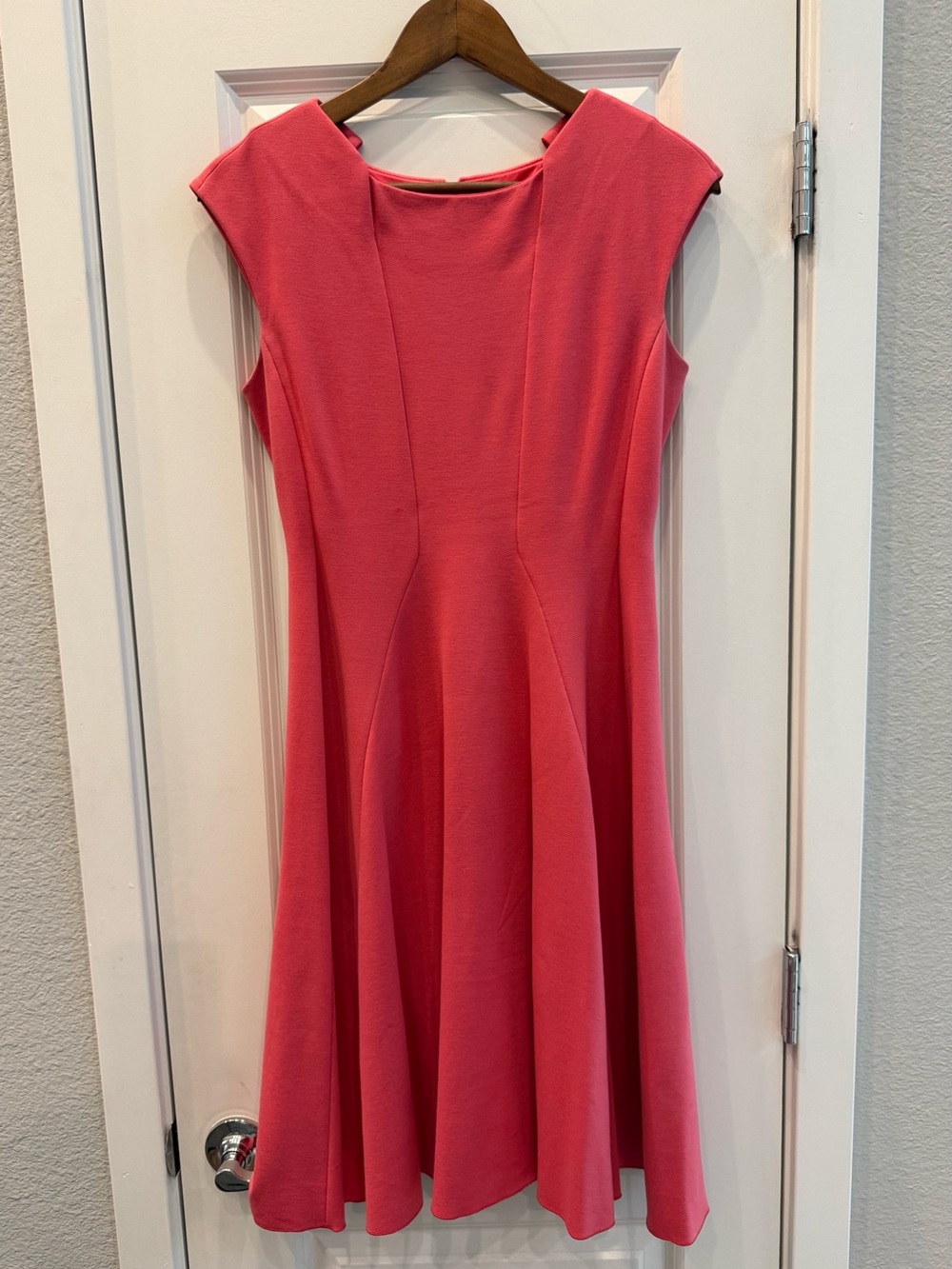Giorgio Armani Coral Pink Midi Fit-Flare Dress